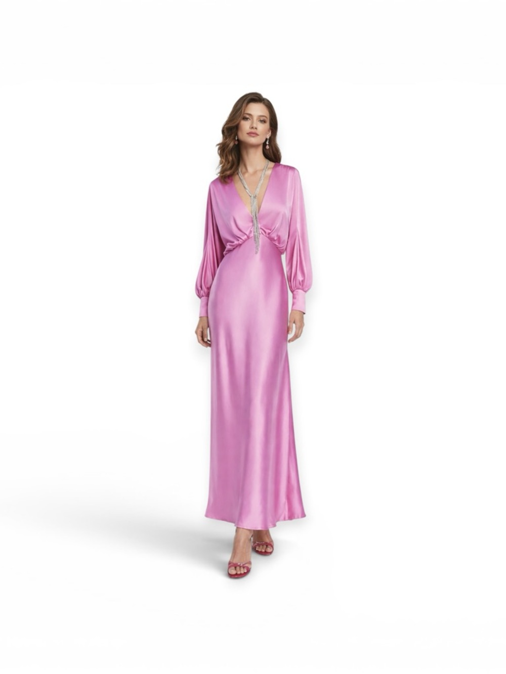 Zara Limited‎ Edition Pink Satin Effect Midi Dress - XS, NWT